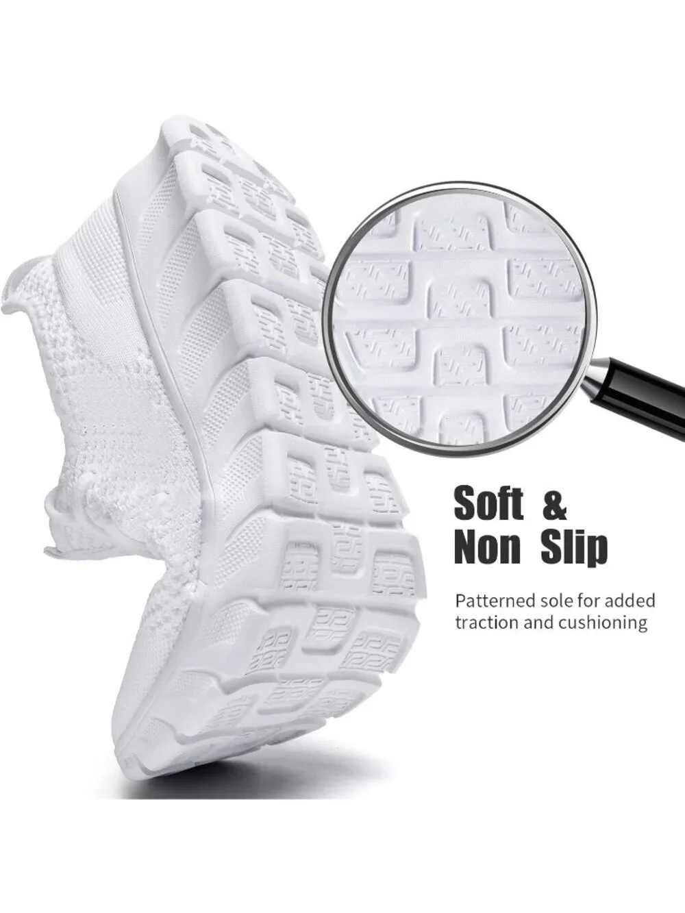 Men's White Running Shoes Slip On Tennis Walking Sneakers Workout Sport Shoes
